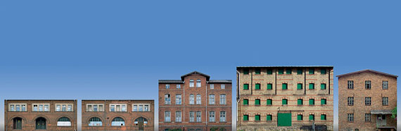 Edifici industriali in rilievo per sfondo