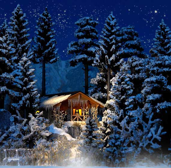 Casetta invernale con illuminazione interna