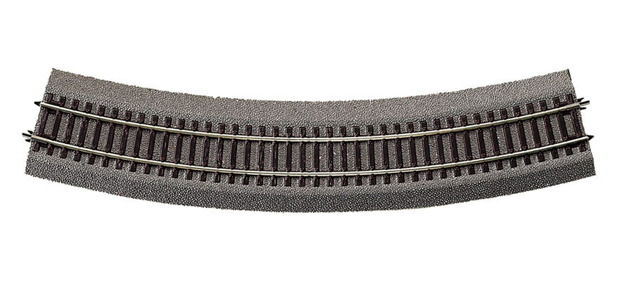 Binario curvo R5 con massicciata